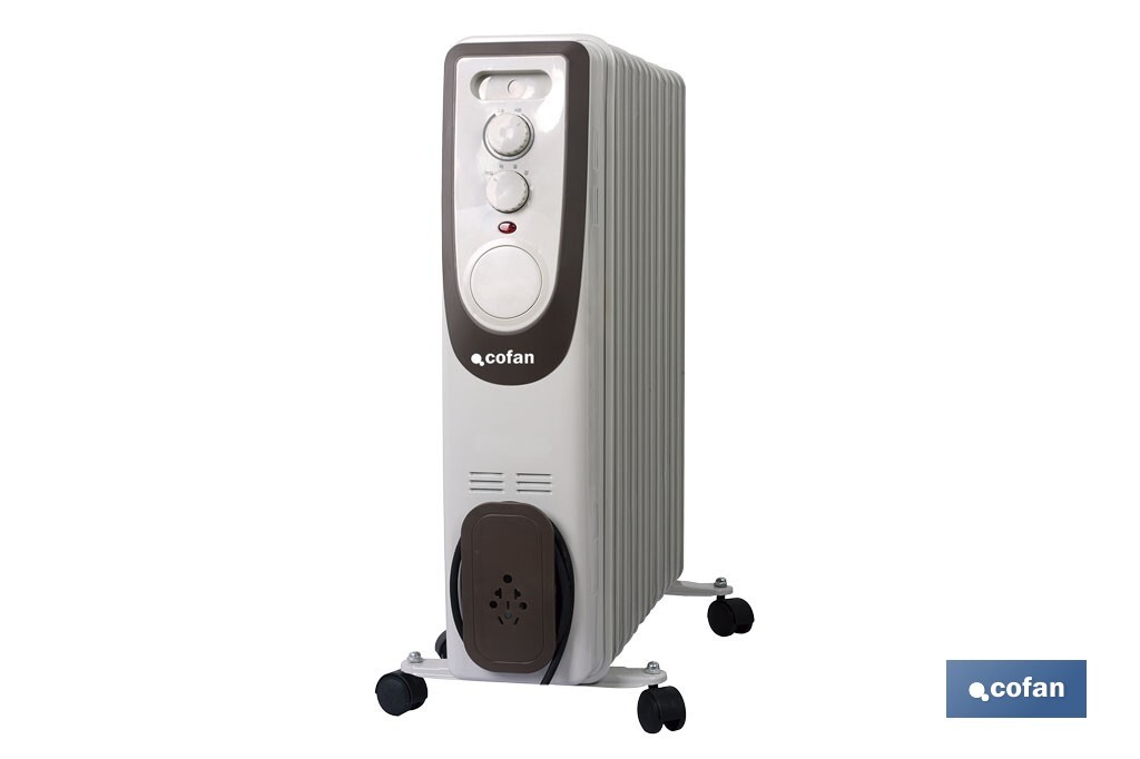 RADIADOR DE ACEITE CON TERMOSTATO REGULABLE 11 ELEMENTOS 2500 W