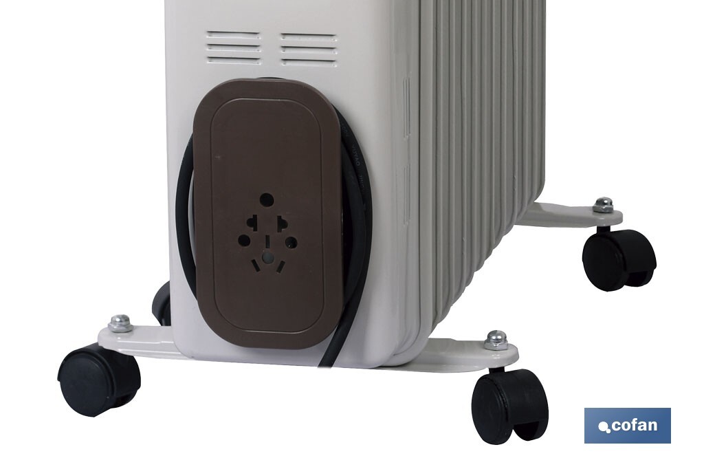 RADIADOR DE ACEITE CON TERMOSTATO REGULABLE 11 ELEMENTOS 2500 W - Imagen 3