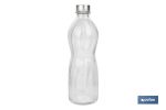 Botella de vidrio transparente con tapón de acero inoxidable | Capacidad: 1 litro