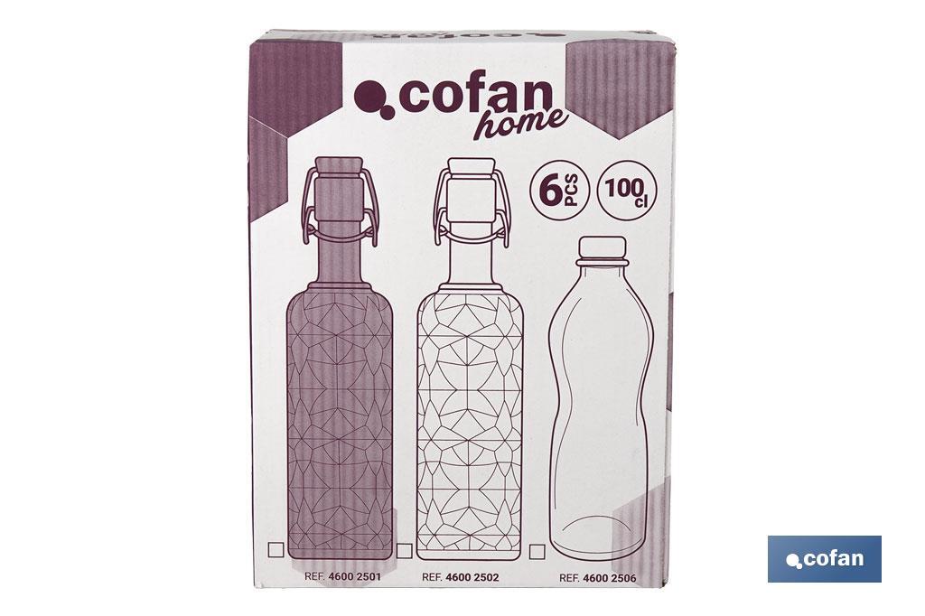 Botella de vidrio transparente con tapón de acero inoxidable | Capacidad: 1 litro - Imagen 2