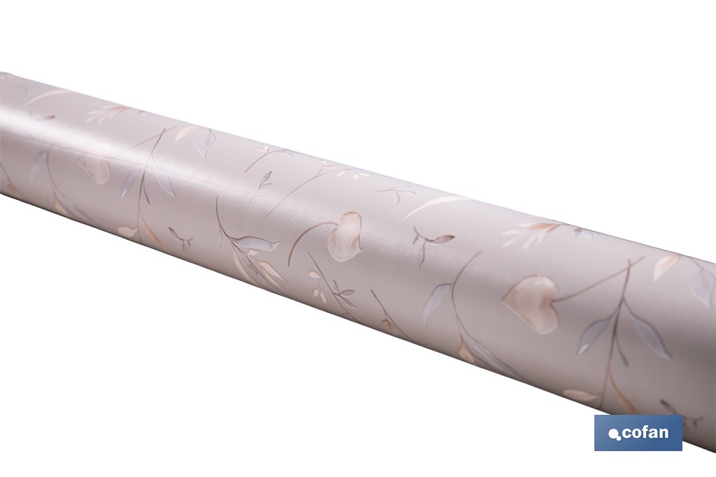 ROLLO DE HULE DISEÑO BOTÁNICO CON RAMAS DORADAS 1,40 X 20 M