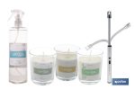 PACK DE 3 VELAS,ENCENDEDOR ELECTRICO,BRUMA TEXTIL