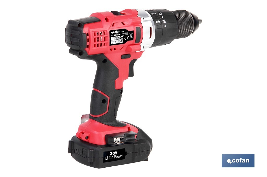 TALADRO PERCUTOR A BATERÍA Li-ion 20 V 1300 RPM 35 Nm - Imagen 4