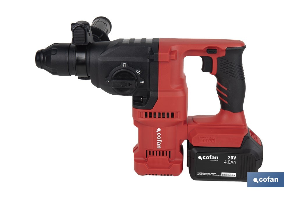 TALADRO MARTILLO PERFORADOR SDS-PLUS A BATERÍA Li-ion 20 V 1150 RPM - Imagen 2