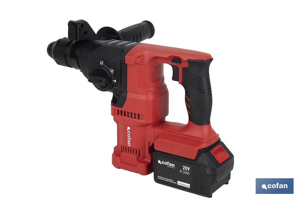 TALADRO MARTILLO PERFORADOR SDS-PLUS A BATERÍA Li-ion 20 V 1150 RPM - Imagen 3