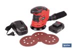 Lijadora orbital a batería | Velocidad de 10.000 rpm | Almohadilla de Ø125 mm con sistema de fijación por velcro | Disponible con y sin batería y cargador