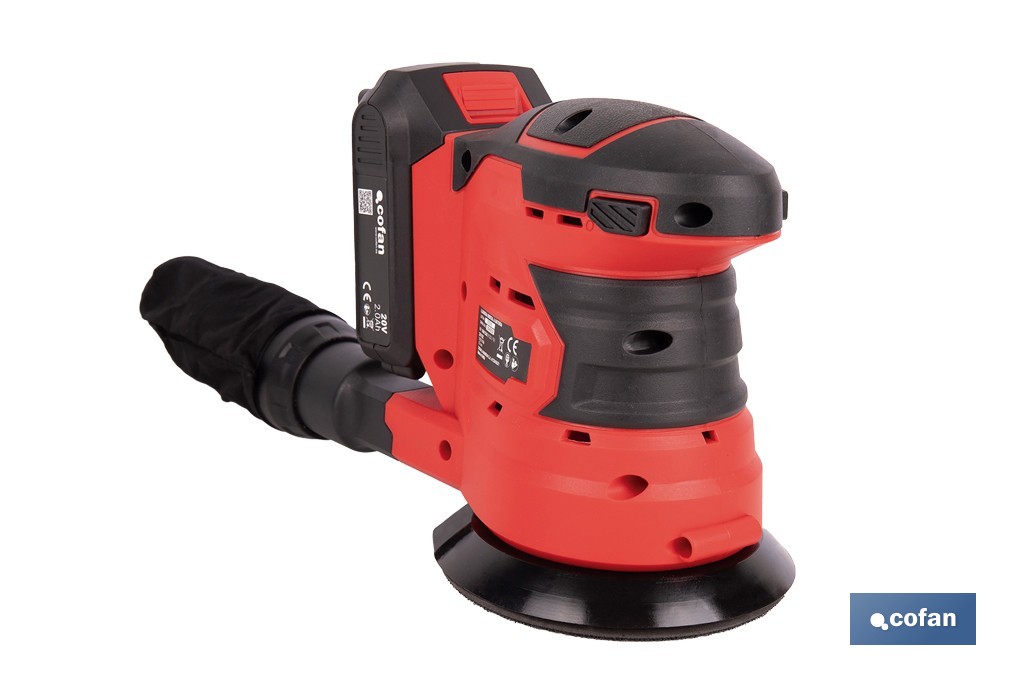 Lijadora orbital a batería | Velocidad de 10.000 rpm | Almohadilla de Ø125 mm con sistema de fijación por velcro | Disponible con y sin batería y cargador - Imagen 4