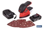 Lijadora Mouse a batería 20 V | Base de 10 x 14 cm | 11.000 rpm | Incluye caja de polvo y 3 hojas de lija | Disponible con y sin batería y cargador