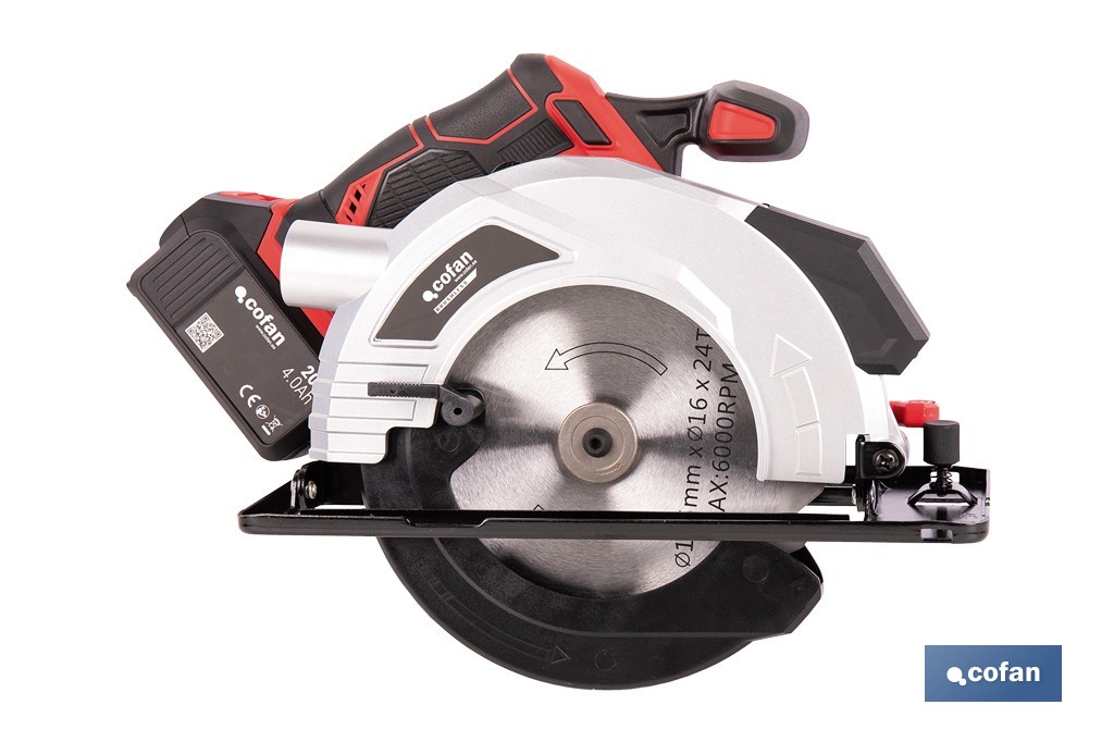 Sierra circular a batería 20 V con motor brushless | Disco de corte de Ø185 mm | 3650 rpm | Corte de profundidad hasta 50 mm | Incluye accesorios | Disponible con y sin batería y cargador - Imagen 2