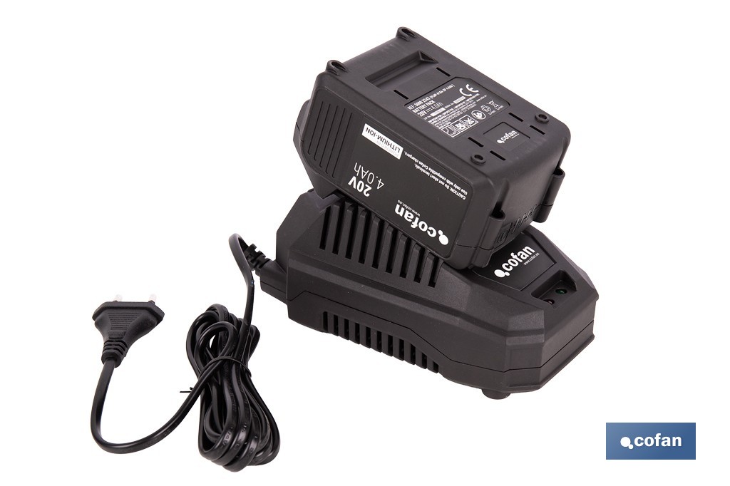 PACK CARGADOR 20 V 4.5 A Y BATERÍA Li-ion 20 V 4.0Ah - Imagen 2