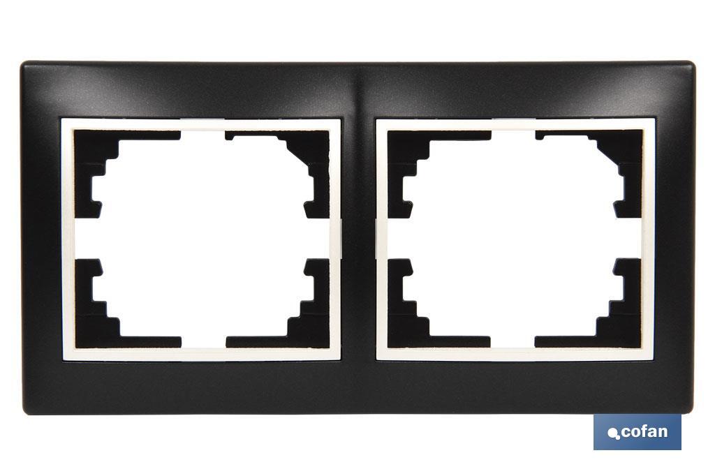Marco de mecanismos eléctricos de empotrar | Para 2 elementos | Colores blanco y negro - Imagen 3