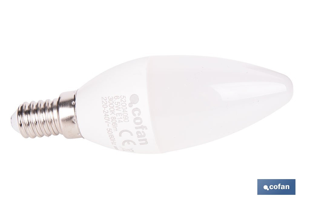 Bombillas LED vela con rosca fina E14, 6,5 W y 806 lúmenes | Ahorro de energía y larga duración 15.000 h de vida | Disponibles en 2 temperaturas de color - Imagen 2