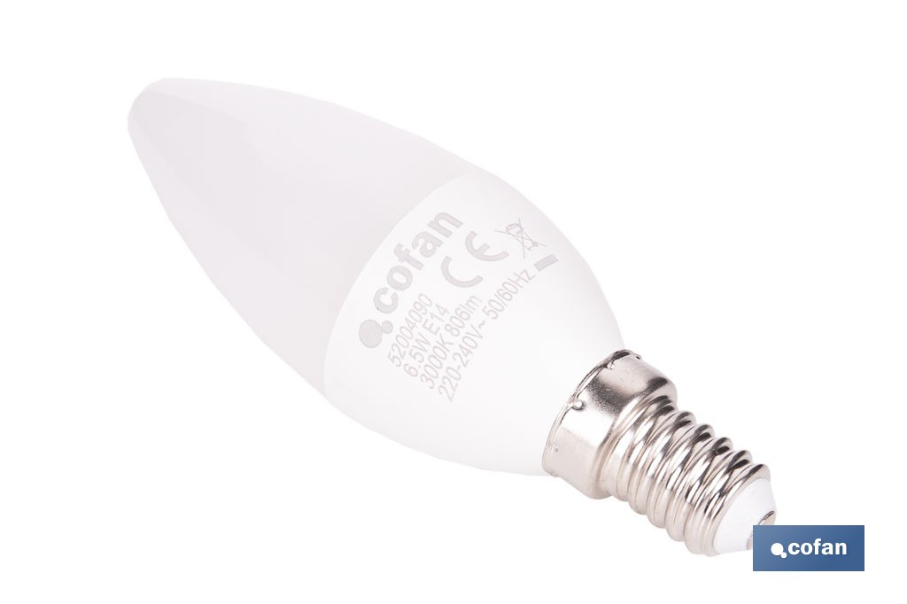 Bombillas LED vela con rosca fina E14, 6,5 W y 806 lúmenes | Ahorro de energía y larga duración 15.000 h de vida | Disponibles en 2 temperaturas de color - Imagen 3