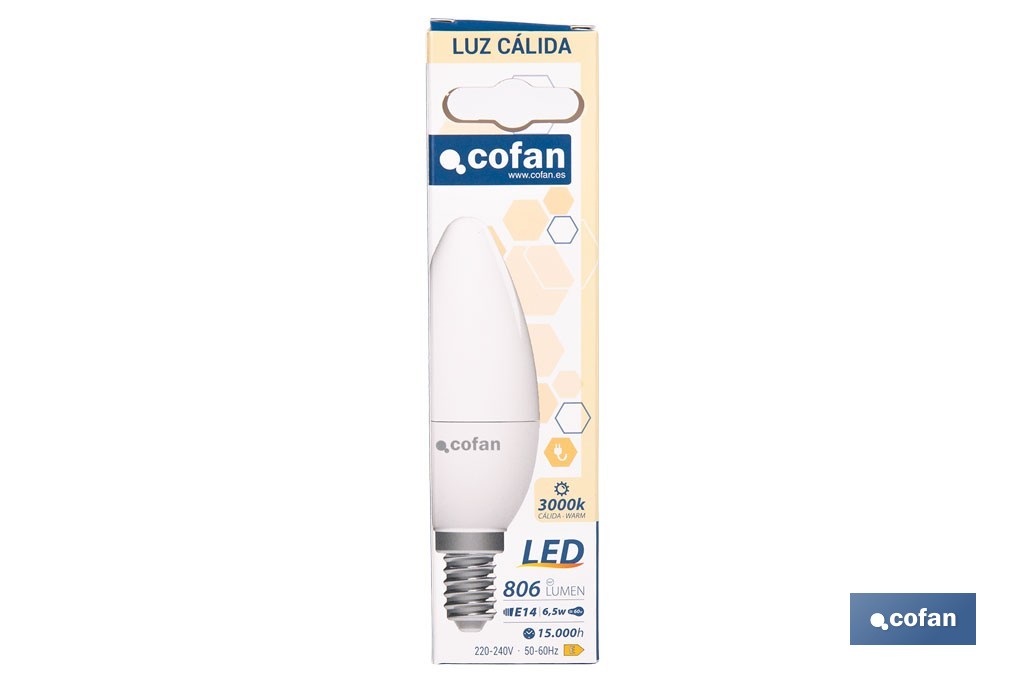 Bombillas LED vela con rosca fina E14, 6,5 W y 806 lúmenes | Ahorro de energía y larga duración 15.000 h de vida | Disponibles en 2 temperaturas de color - Imagen 4