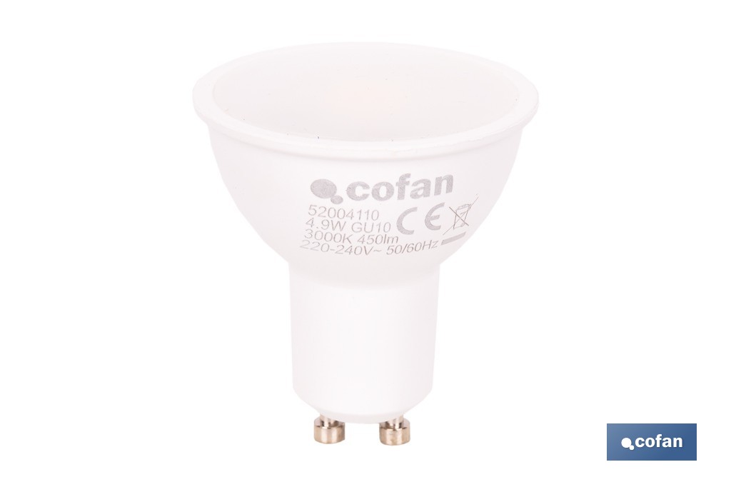 Bombillas LED GU10 de 4,9 W y 450 lúmenes | Ahorro de energía y larga duración 15.000 h de vida | Disponibles en 2 temperaturas de color