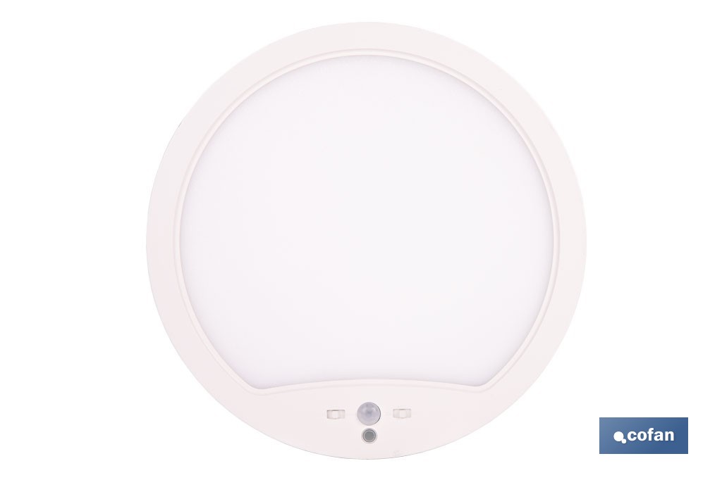 DOWNLIGHT DE SUPERFICIE BLANCO CON SENSOR DE PRESENCIA Y CREPUSCULAR 18 W Ø230 MM - Imagen 2
