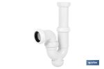 Sifón Curvo | Con Salida de Ø40 mm | Con Racor de 1" 1/2 x 70 | Válvula para Lavabo y Bidé | Fabricado en Polipropileno