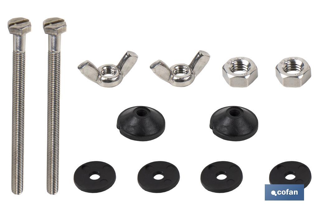 SET 2 PCS TORNILLOS FIJACIÓN TAZA-CISTERNA 6 X 90 - Imagen 2