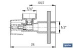 Válvula de Escuadra para Lavadora | Medidas: 1/2" x 3/4" | Fabricada en Latón CV617N | Cierre y Apertura 1/4 de Vuelta