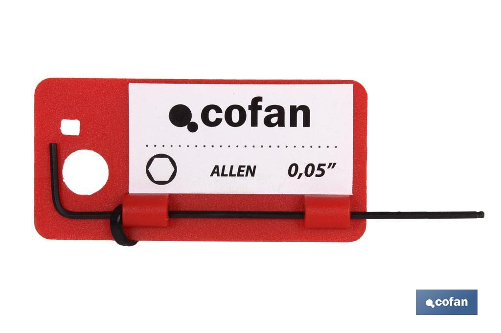 Llaves hexagonales tipo Allen con punta de bola | Llaves de acero cromo vanadio en pulgadas de 0,05" a 3/8"