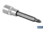 Llave de vaso de 1/2" | Fabricada en acero al cromo vanadio de alta calidad | Con punta larga Pozidriv 3